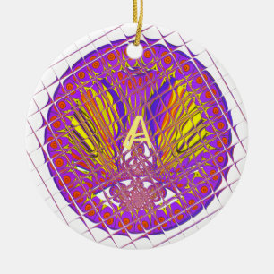 Ornamento De Cerâmica Design de texto de logotipo colorido letra A