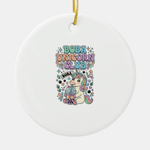 Ornamento De Cerâmica Design de Tipografia Kawaii Clube Unicórnio Boba U