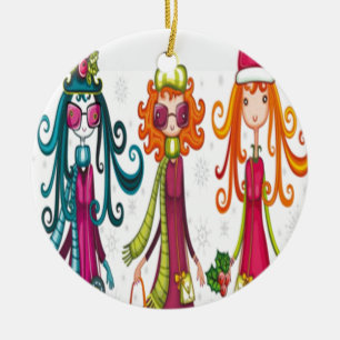 Ornamento De Cerâmica Design de três meninas