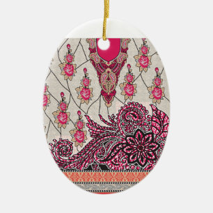 Ornamento De Cerâmica Design decorativa com vermelho vívido e alfinete