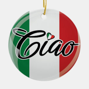 Ornamento De Cerâmica Design do Coração da Bandeira italiana do Ciao