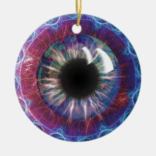 Ornamento De Cerâmica Design do Fractal do olho de Tesla