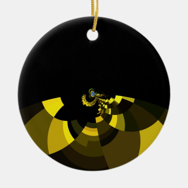 Ornamento De Cerâmica Design do Gráfico de Arte de Vetor Preto e Dourado (Frente)