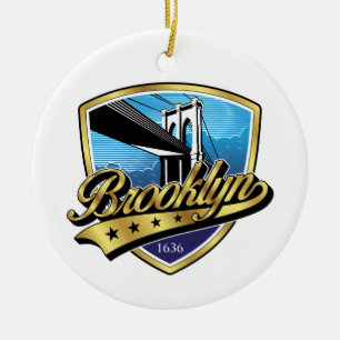 Ornamento De Cerâmica Design do Logotipo Brooklyn Gold Swoosh