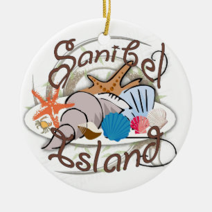 Ornamento De Cerâmica Design do seashell de Florida da ilha de Sanibel