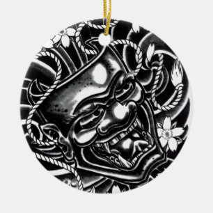 Ornamento De Cerâmica Design do tatuagem da máscara de Hannya