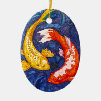 Ornamento De Cerâmica Design dobro dos peixes de Koi
