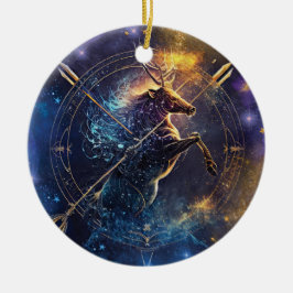 Ornamento De Cerâmica Design em Aquarela do Signo de Sagitário