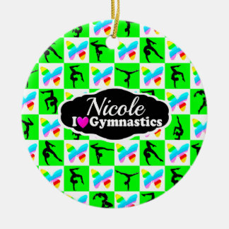 Ornamento De Cerâmica Design GORGEOSO GREEN BUTTERFLY GYMNAST