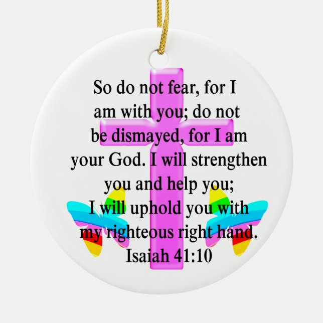 Ornamento De Cerâmica DESIGN ISAIAH 41:10 bonito SCRIPTURE (Frente)