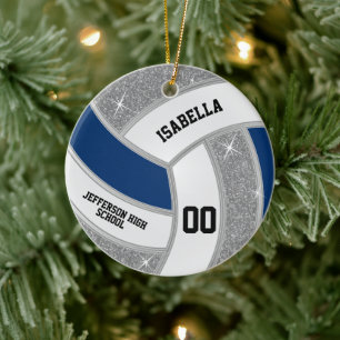 Ornamento De Cerâmica Design Personalizado De Voleibol De Prata