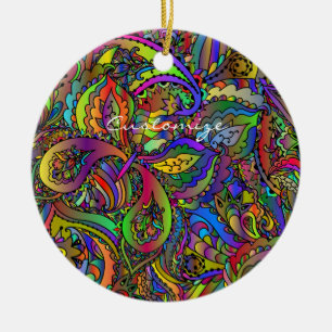 Ornamento De Cerâmica Design Thunder_Cove Hippie Groovy Psicedélico