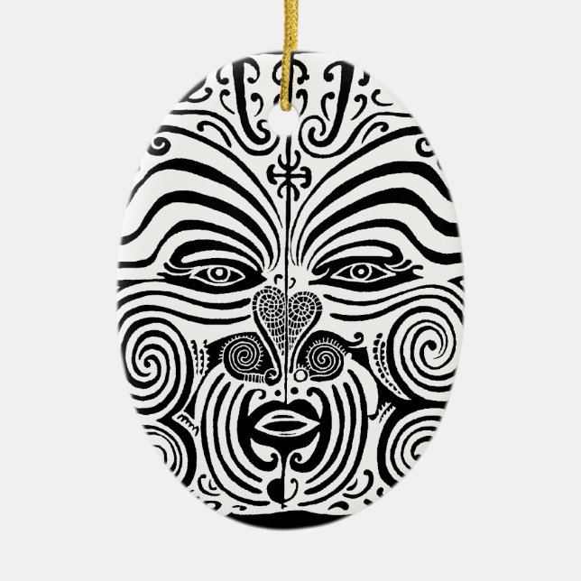 Ornamento De Cerâmica Design tribal do tatuagem - Nova Zelândia maori (Frente)