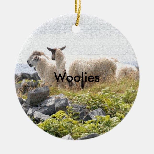 Ornamento De Cerâmica Designs Excêntricos - Ovelhas em um campo (Frente)