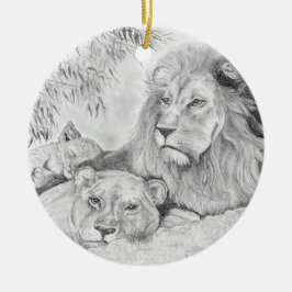 Ornamento De Cerâmica Deslocação Familiar de Leão