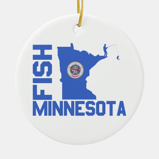 Ornamento De Cerâmica Destaque do Estado de Fish Minnesota (Frente)