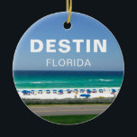 Ornamento De Cerâmica Destin Florida Beach Photoics Seaside<br><div class="desc">Uma bela fotografia de praia tirada num destino de férias favorito à beira-mar para Floridianos: Destin, Flórida. A bela água azul-oceânica em Sandestin encontra-se com a costa arenosa para a fotografia perfeita da paisagem da ilha. Vender estes enfeites bonitos com tipografia branca ousada no seu compro de praia turístico Destin...</div>