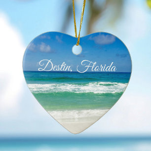 Ornamento De Cerâmica Destin Florida Beauily Beach Photoographic Heart