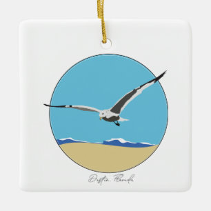 Ornamento De Cerâmica Destin, Flórida Sea Gull sobre Beach