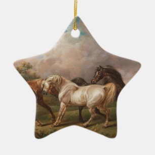 Ornamento De Cerâmica Destino dos cavalos do óleo da pintura da arte de