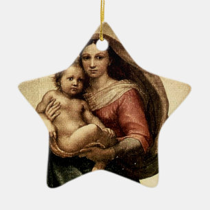 Ornamento De Cerâmica Detalhe de Raphael "Sistine Madonna" (cerca de