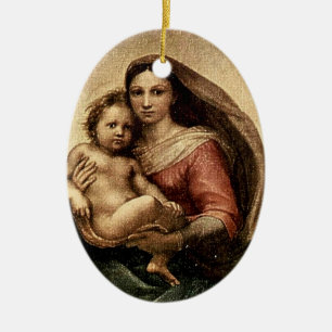 Ornamento De Cerâmica Detalhe "Sistine Madonna" de Rafael (cerca de 1513