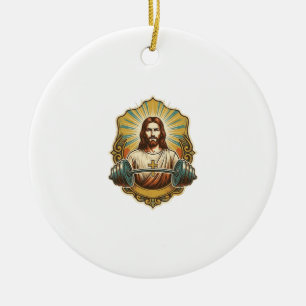 Ornamento De Cerâmica Determinado Jesus Haltere Pesado de Ferro Levantam