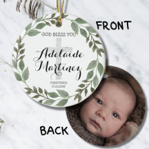 Deus abençoe Christening Baptism Green Botanical