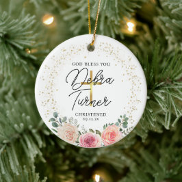 Ornamento De Cerâmica Deus abençoe Seu Batismo Natal