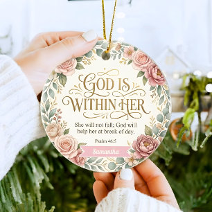 Ornamento De Cerâmica Deus Personalizado Está Dentro Dela Mulheres Crist