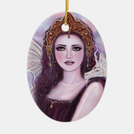 Ornamento De Cerâmica Deusa demétrica com serpente de Renee Lavoie