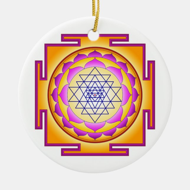 Ornamento De Cerâmica Deusa Shri Lalitha Tripura Sundari de Sri Chakra (Frente)