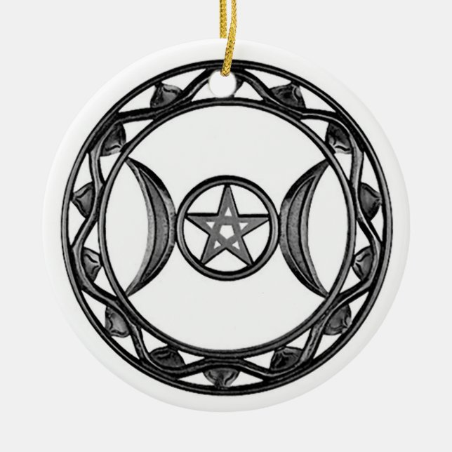 Ornamento De Cerâmica Deusa tripla com Pentagram (Frente)