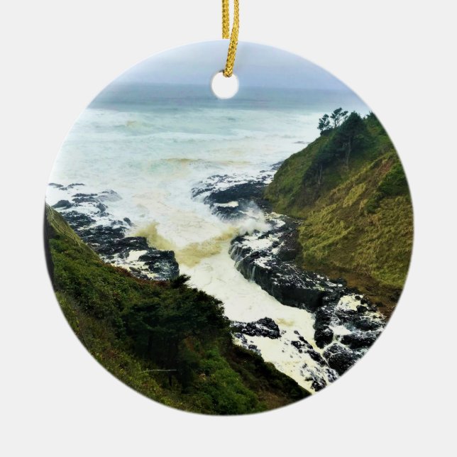 Ornamento De Cerâmica Devil's Churn, Cape Perpetua, Costa do Oregon (Frente)