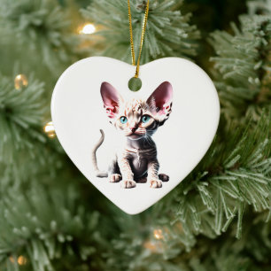 Ornamento De Cerâmica Devon Rex Kitten Personalizado