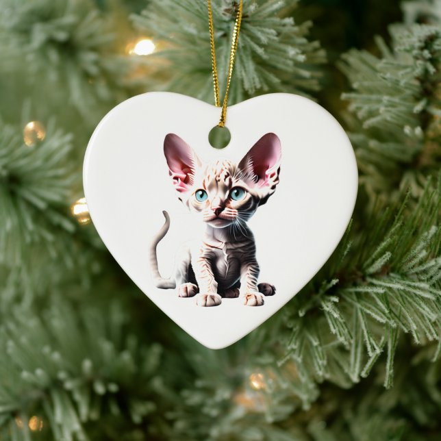Ornamento De Cerâmica Devon Rex Kitten Personalizado (Árvore)