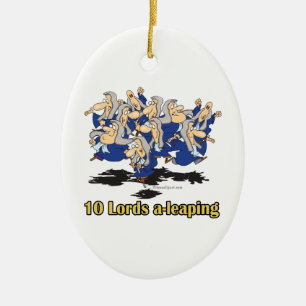 Ornamento De Cerâmica dez lordes saltando 10º décimo dia de natal