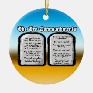 Ornamento De Cerâmica Dez mandamentos da Bíblia Sagrada, a lei do deus