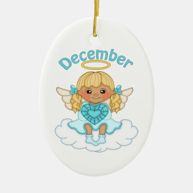 Ornamento De Cerâmica Dezembro Birthstone Angel Blonde (Frente)