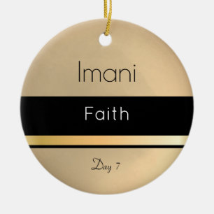 Ornamento De Cerâmica Dia Branco Dourado de Kwanzaa Imani 7