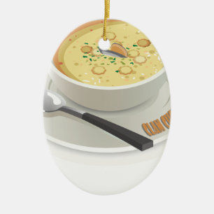 Ornamento De Cerâmica Dia da clam chowder - dia da apreciação