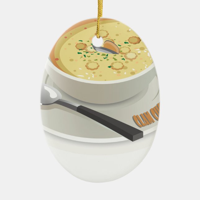 Ornamento De Cerâmica Dia da clam chowder - dia da apreciação (Frente)