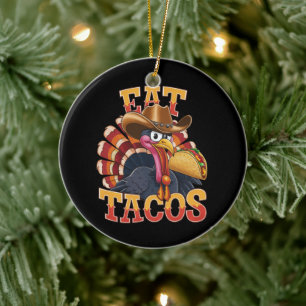 Ornamento De Cerâmica Dia de Ação de Graças Peru Comer Tacos  Mexicano D