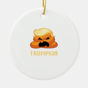 Ornamento De Cerâmica Dia de as Bruxas engraçado de Poop Trumpkin
