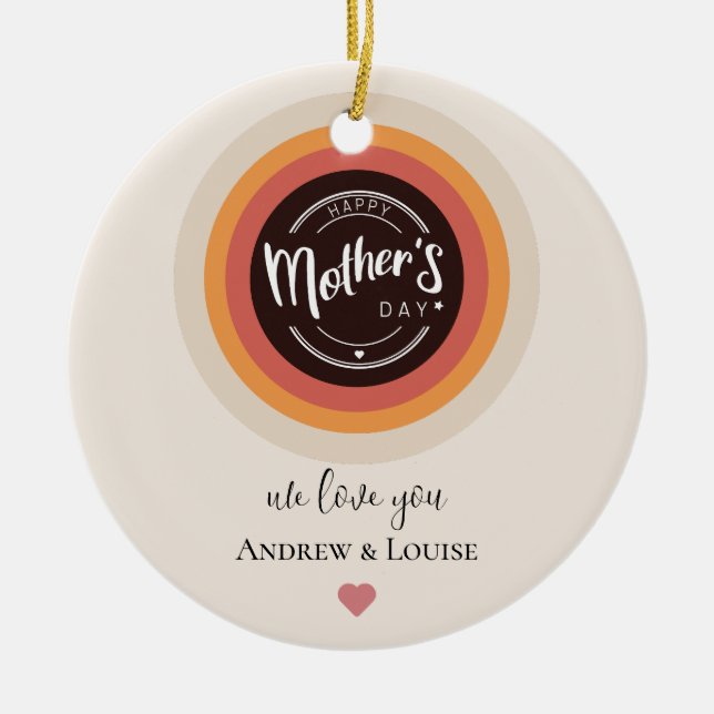 Ornamento De Cerâmica Dia de as mães Feliz (Frente)