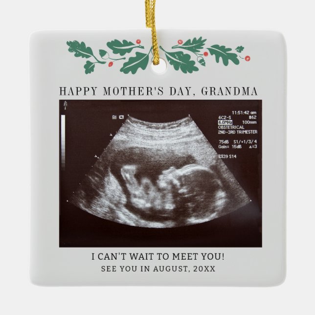 Ornamento De Cerâmica Dia de as mães Gravidez Ultrassom Vovó (Frente)