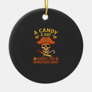 Ornamento De Cerâmica Dia de Doces Halloween Pirata Caveira Bengala