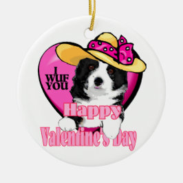 Ornamento De Cerâmica Dia de os namorados de Borda Collie