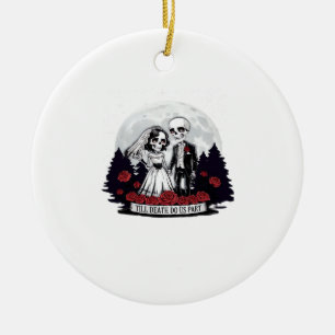 Ornamento De Cerâmica Dia de os namorados De Horror Casal De Esqueleto A