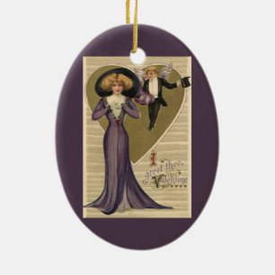 Ornamento De Cerâmica Dia de os namorados Vitoriano Vintage, Senhora em